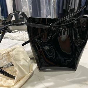 Mansur Gavriel Mini Mini Bucket Bag in Black Patent